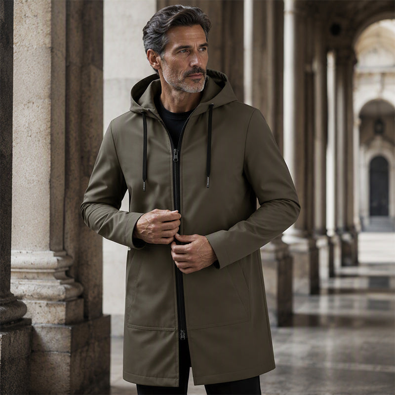📢📢50%Rabatt!!!🎉✨Mittellange Windjacke mit Kapuze für Herren