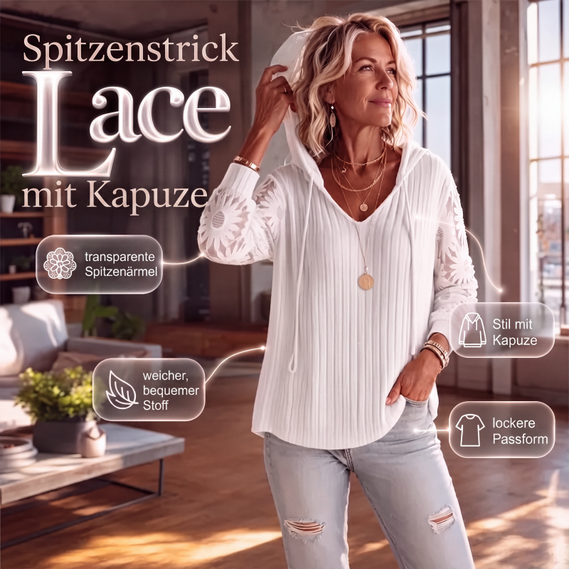 Elegantes Strick-Sweatshirt mit Spitze