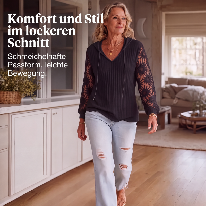 Elegantes Strick-Sweatshirt mit Spitze