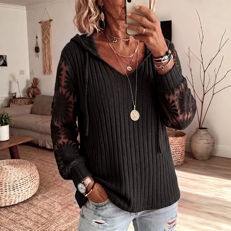 Elegantes Strick-Sweatshirt mit Spitze