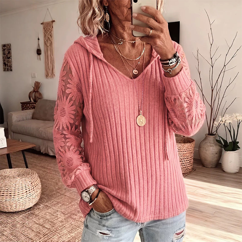 Elegantes Strick-Sweatshirt mit Spitze