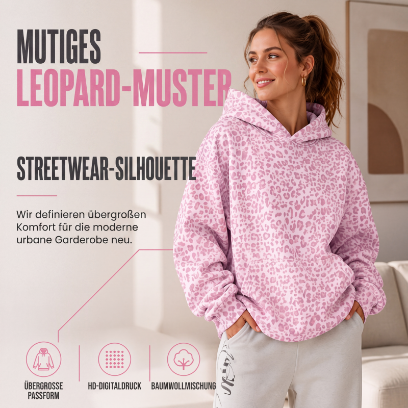 Damen Hoodie mit Leopardenmuster