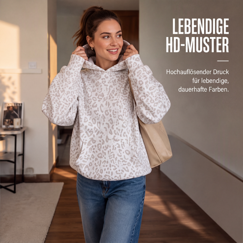 Damen Hoodie mit Leopardenmuster