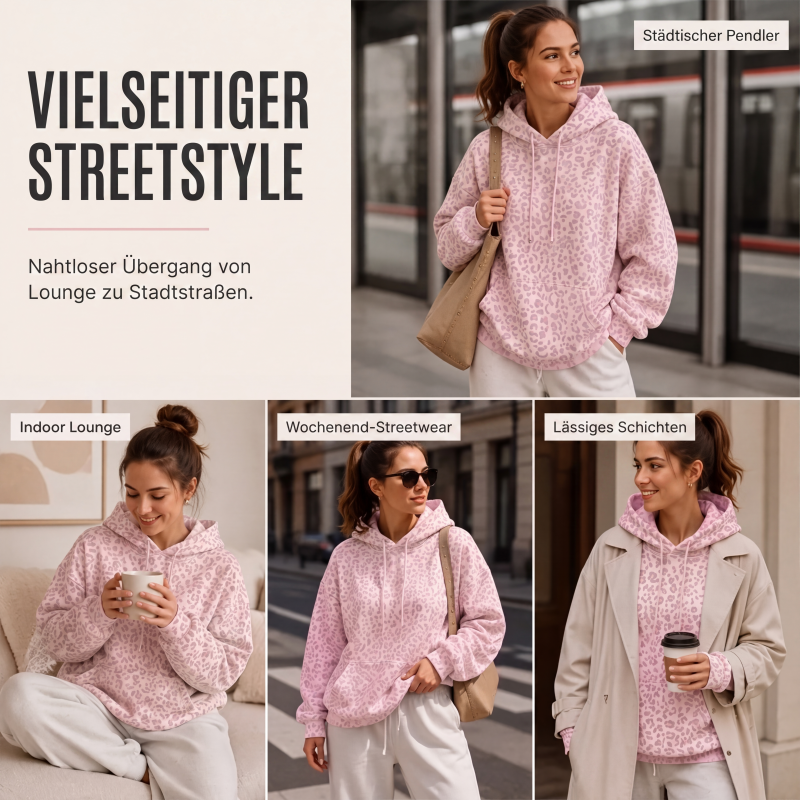 Damen Hoodie mit Leopardenmuster