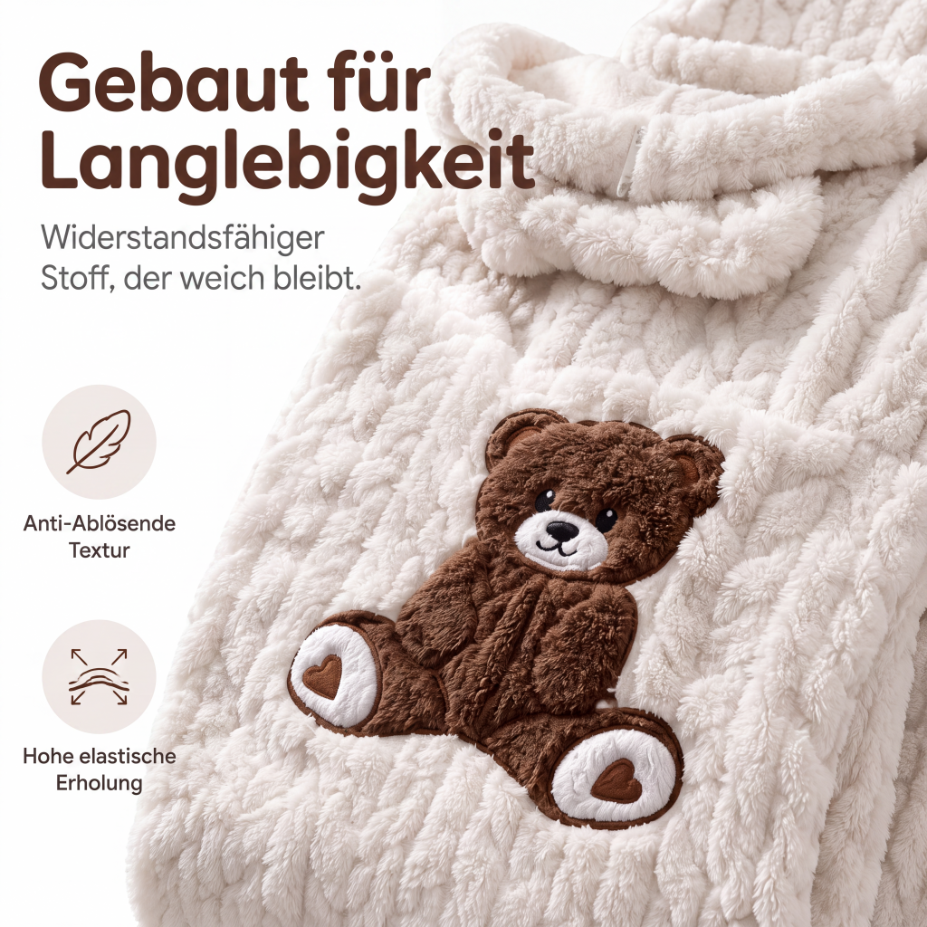 Plüsch-Jumpsuit mit Kapuze und langen Ärmeln für Damen