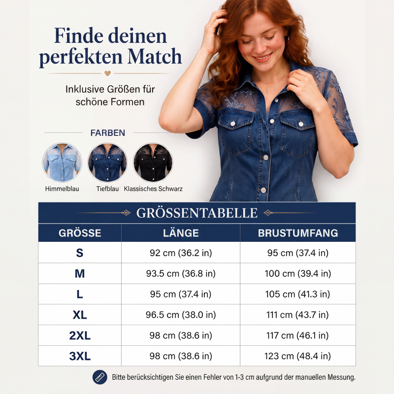 Damen Mode Transparentes Spitzen-Denim-Minikleid