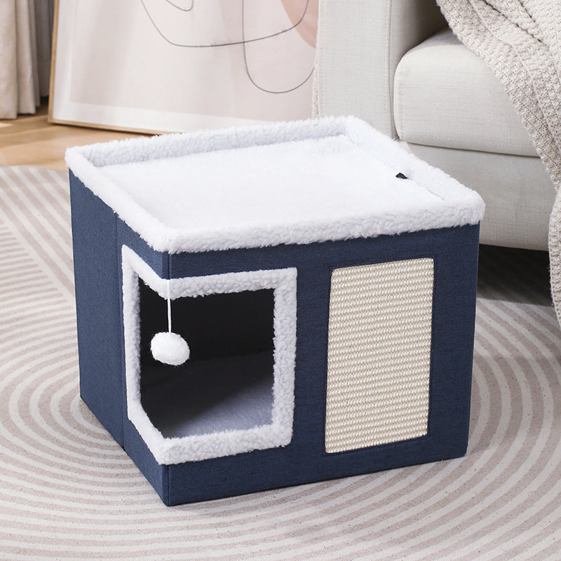 ✨50% Rabatt✨🐾 2-in-1 Faltbarer Haustierhocker mit Stauraum – Gemütliches Katzen- & Hundebett und praktischer Sitzhocker