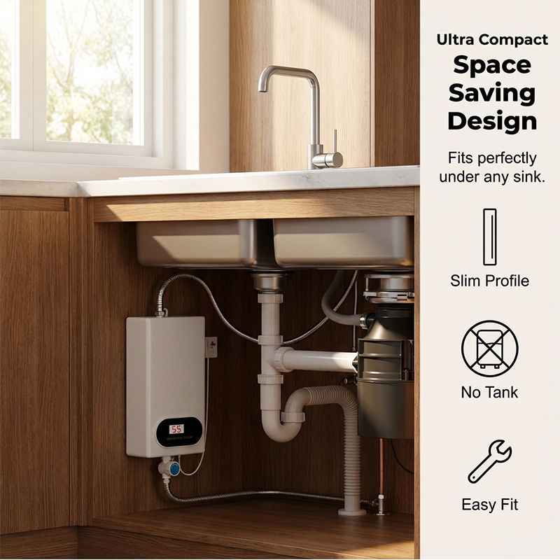 ✨50 % RABATT✨🔥 Kompakt Omedelbar Elektrisk Vattenvärmare – Snabb, Säker & Utrymmesbesparande – Perfekt för Kök, Badrum & På Resande Fot ✨
