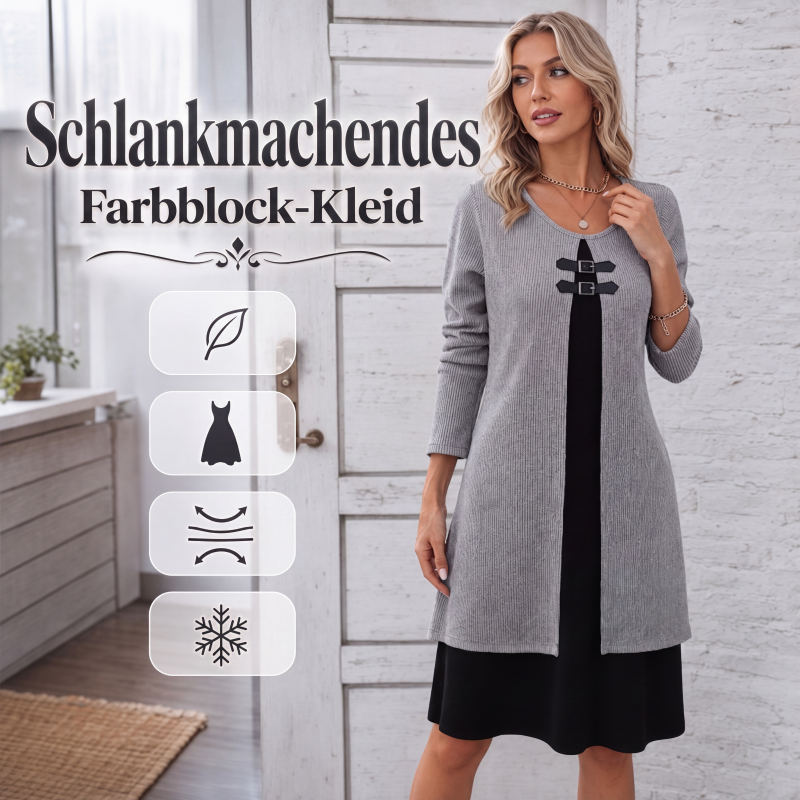 Legeres geripptes Langarmkleid für Damen