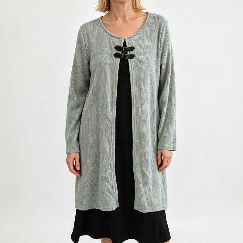 Legeres geripptes Langarmkleid für Damen