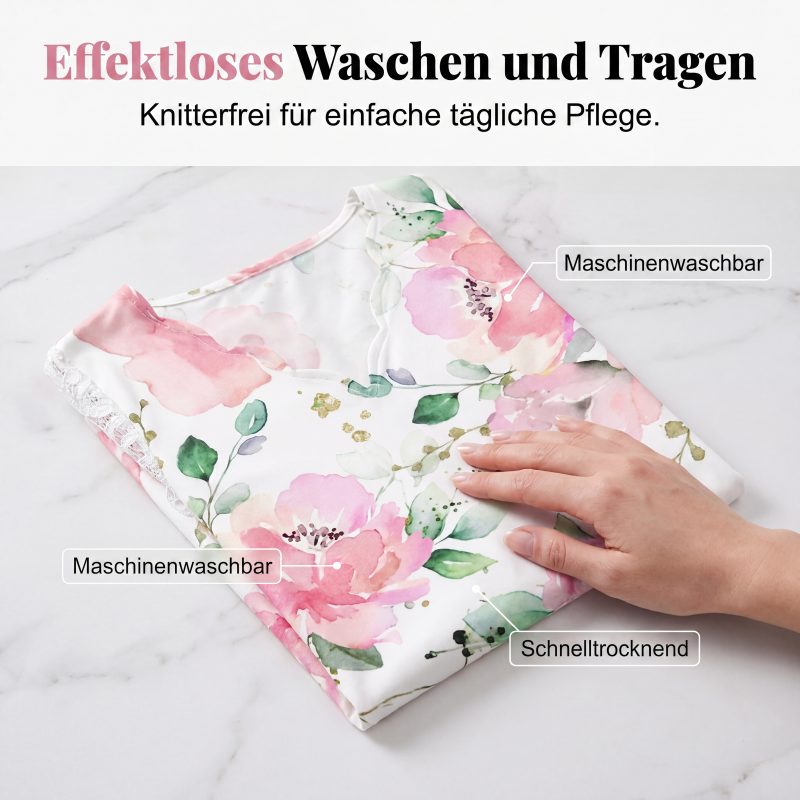 Damenkleid mit Blumenmuster und Spitzenärmeln