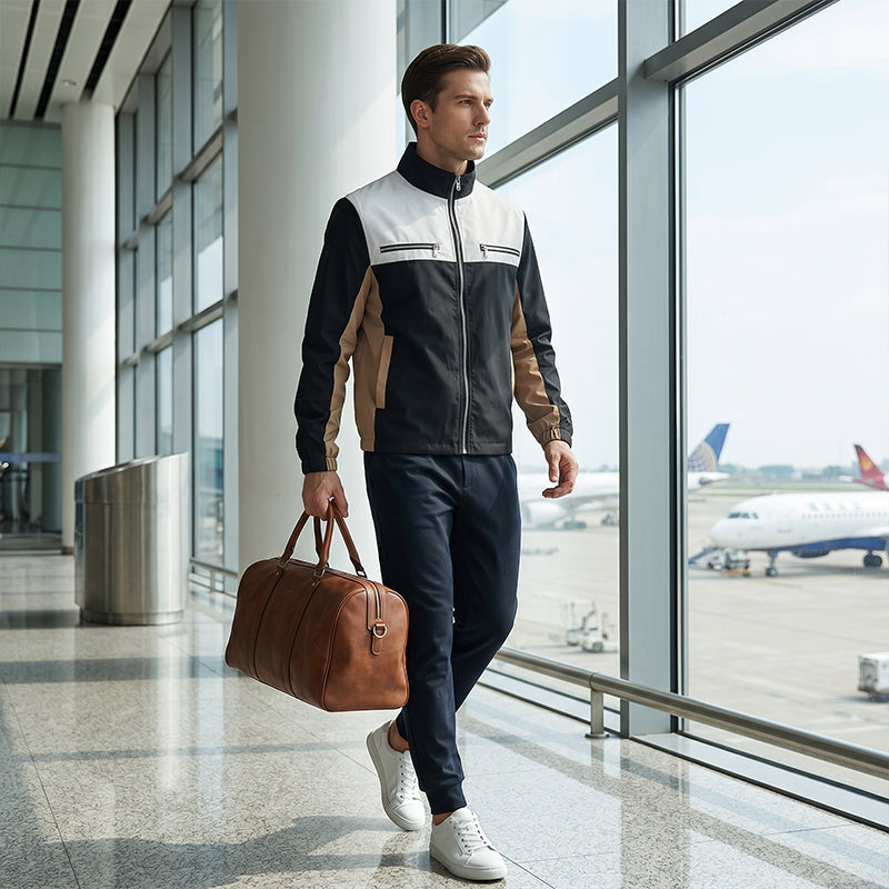 Herren-Stehkragenjacke im Color-Block-Design