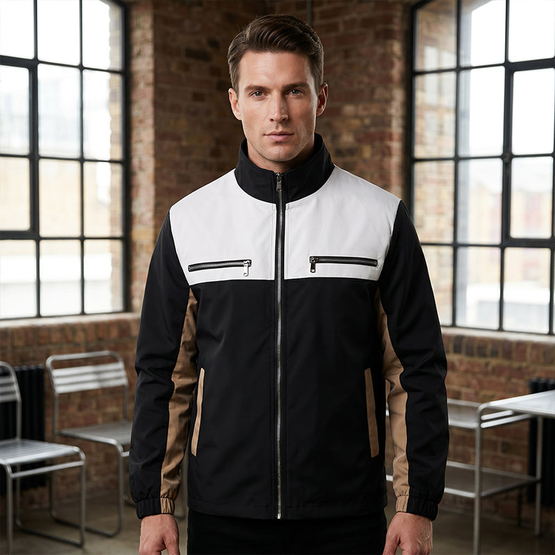 Herren-Stehkragenjacke im Color-Block-Design