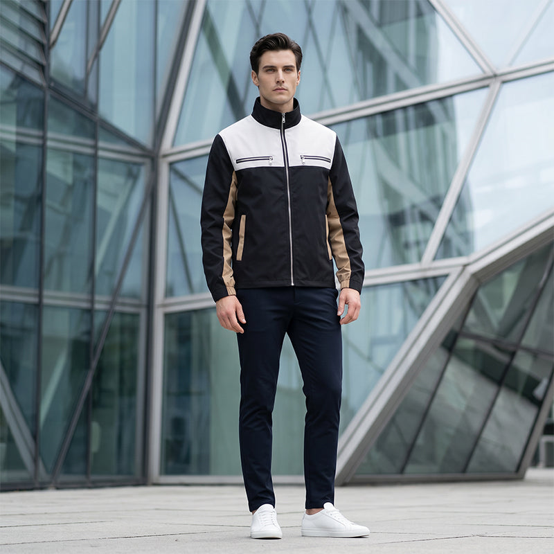 Herren-Stehkragenjacke im Color-Block-Design