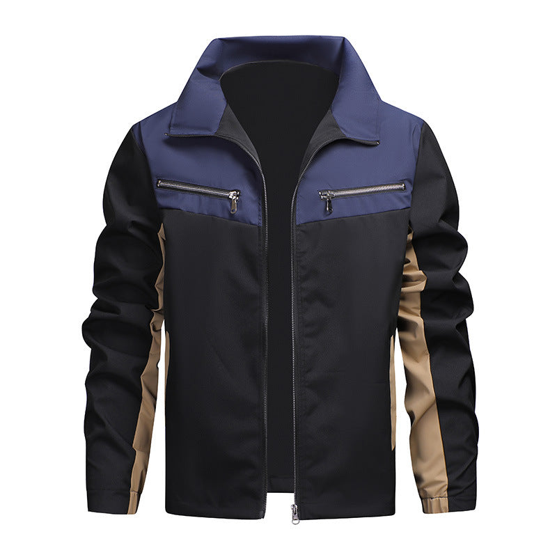 Herren-Stehkragenjacke im Color-Block-Design
