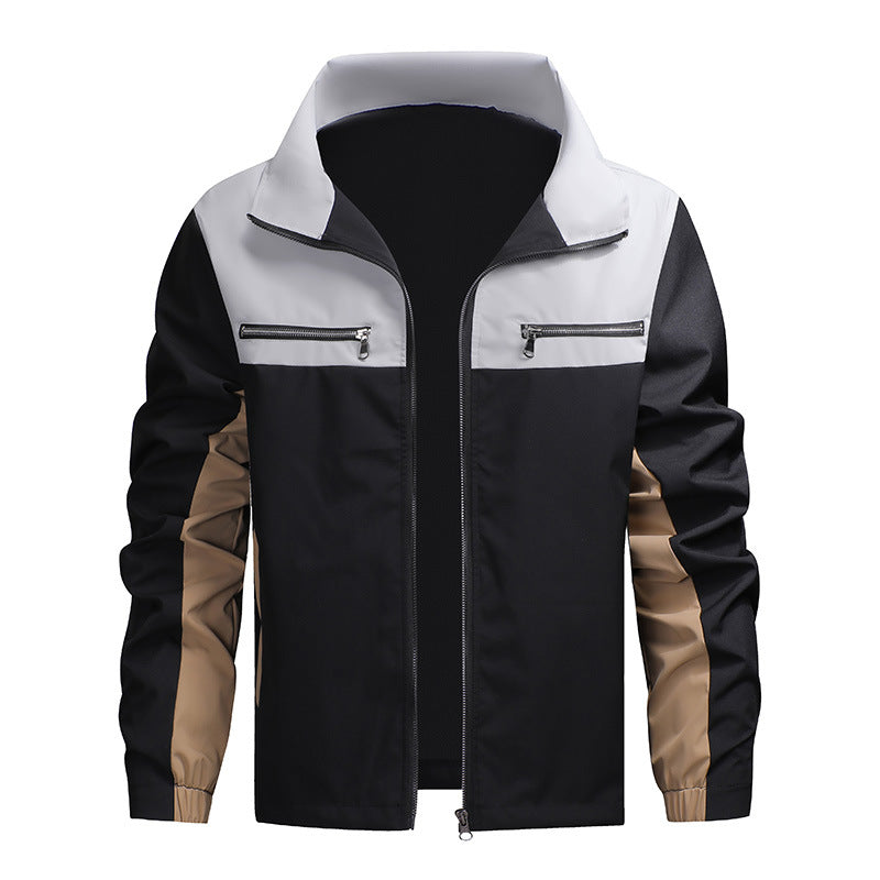 Herren-Stehkragenjacke im Color-Block-Design