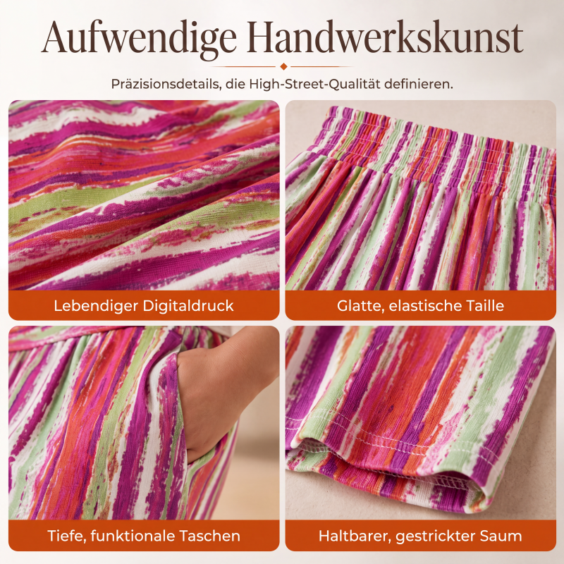 Gestreiftes T-Shirt und Weithosen-Set für Damen