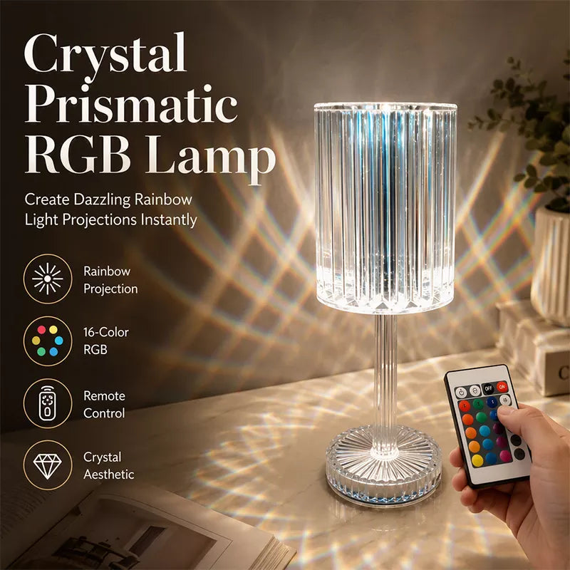 Tischlampe aus Acryl in Kristallrosa mit Touch-Funktion