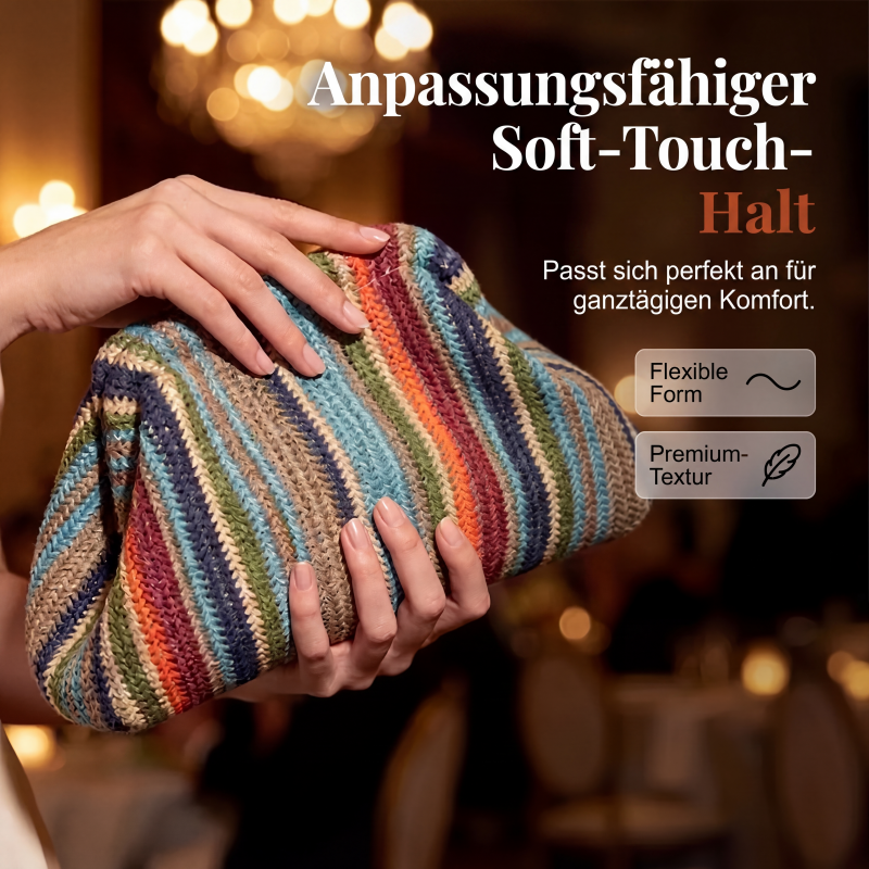 Gestreifte Damen-Clutch aus gewebtem Material