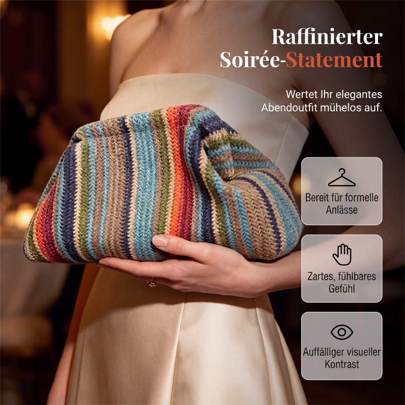 Gestreifte Damen-Clutch aus gewebtem Material