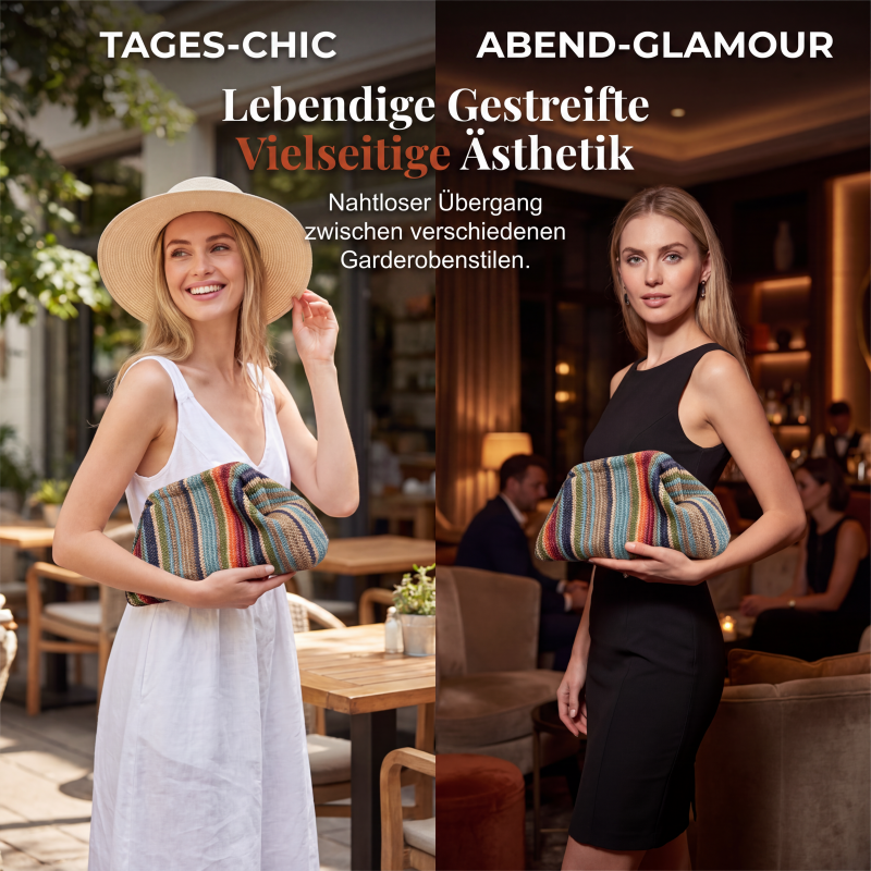 Gestreifte Damen-Clutch aus gewebtem Material