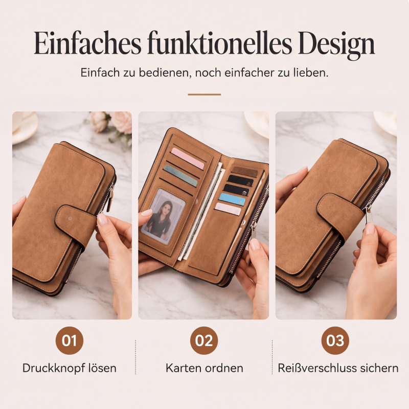 Damen-Langbörse Clutch mit mehreren Kartenfächern