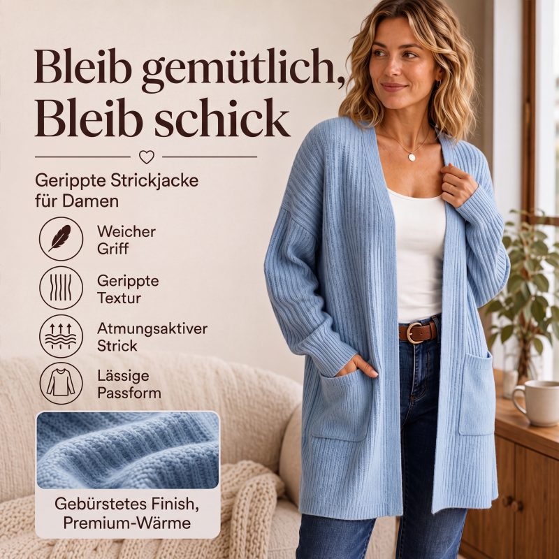 Gerippte Strickjacke für Damen