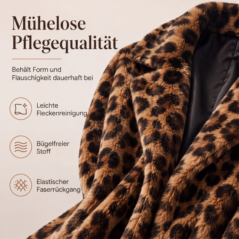 Stilvoller Damen-Kunstfellmantel mit Leopardenmuster