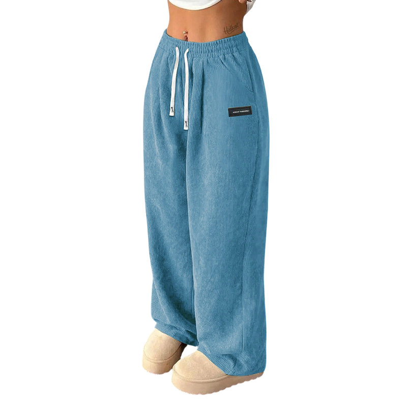 Damen-Cordhose mit weitem Bein und Kordelzug
