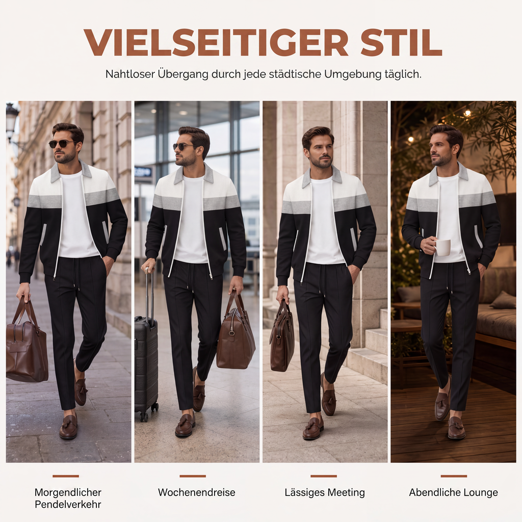 Herren-Set mit Jacke durchgehendem Reißverschluss und Hose