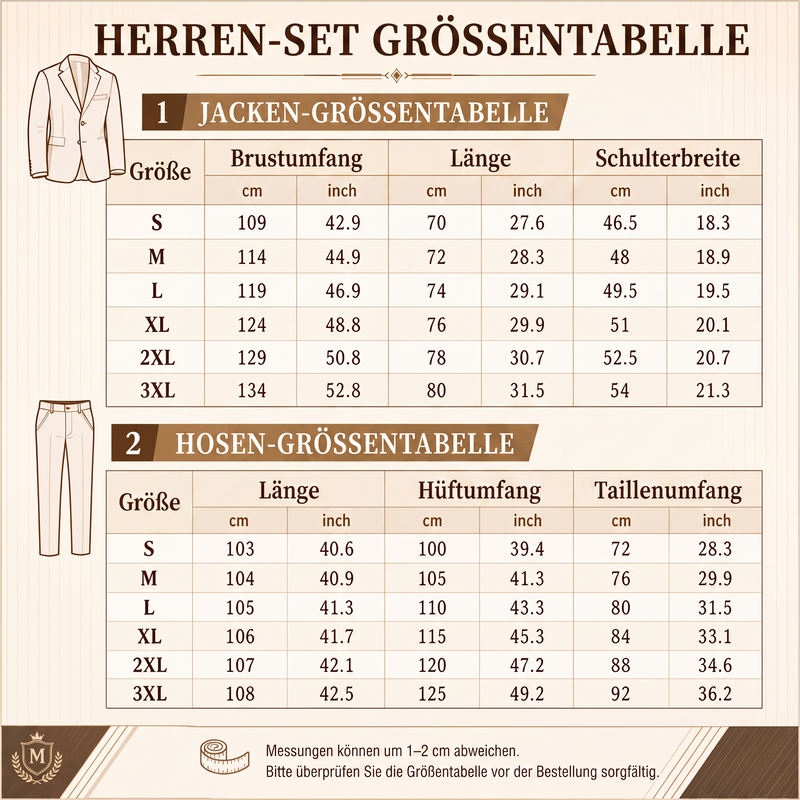 Herren-Set mit Jacke durchgehendem Reißverschluss und Hose