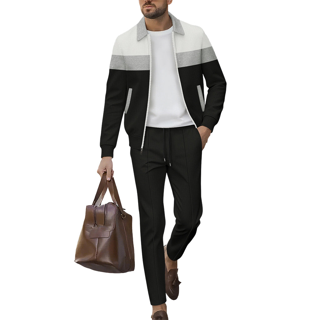 Herren-Set mit Jacke durchgehendem Reißverschluss und Hose