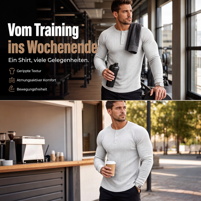 Henley-Hemd für Herren in Slim-Fit-Passform