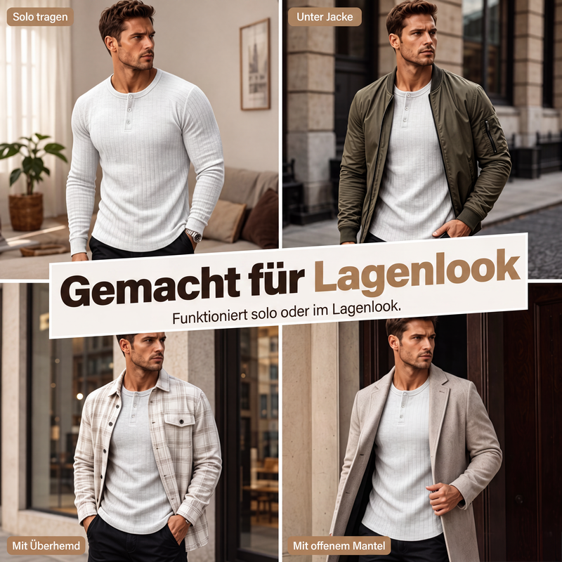 Henley-Hemd für Herren in Slim-Fit-Passform