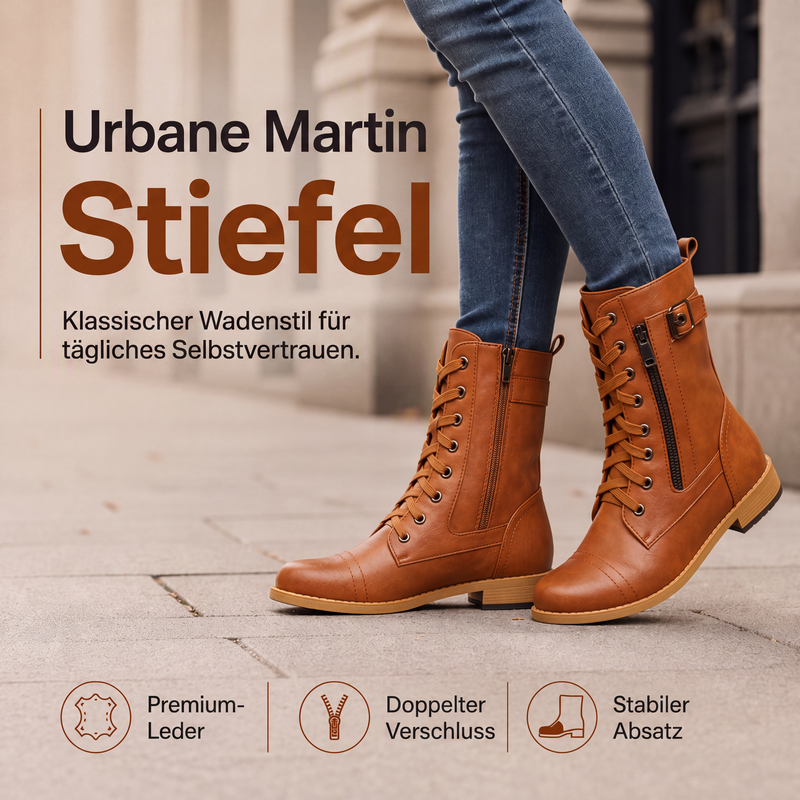 Damen-Martinistiefel mit runder Zehenpartie und klobigem Absatz