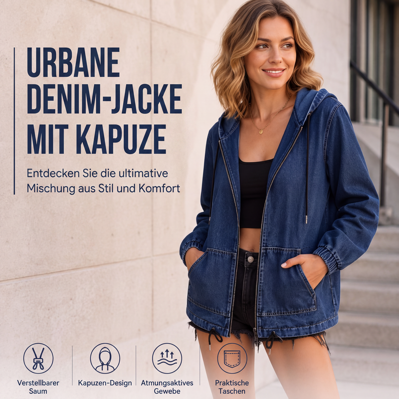 Damen-Freizeitjacke mit Reißverschluss und Kapuze