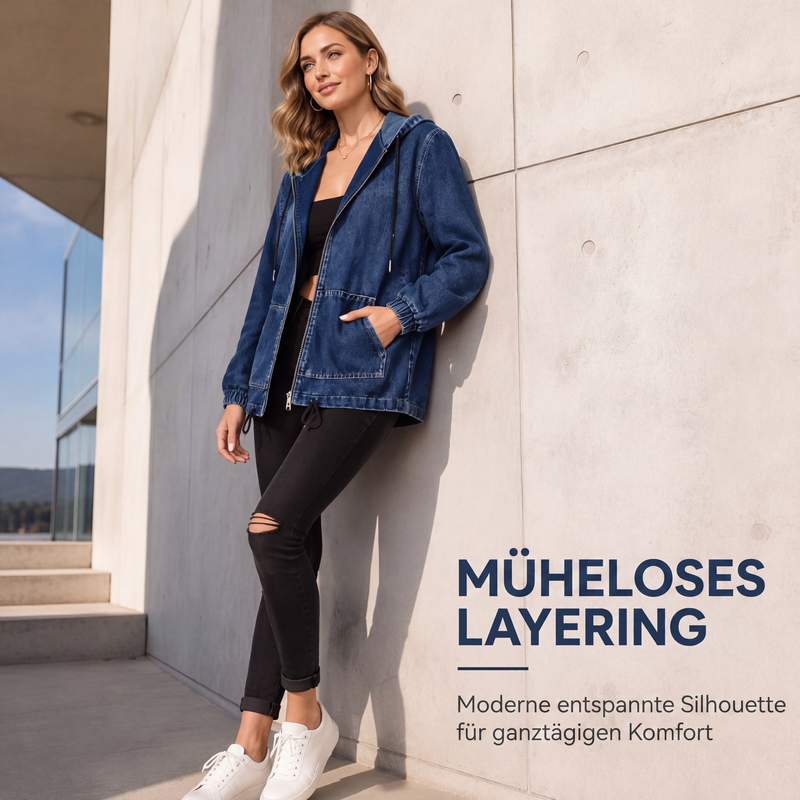 Damen-Freizeitjacke mit Reißverschluss und Kapuze