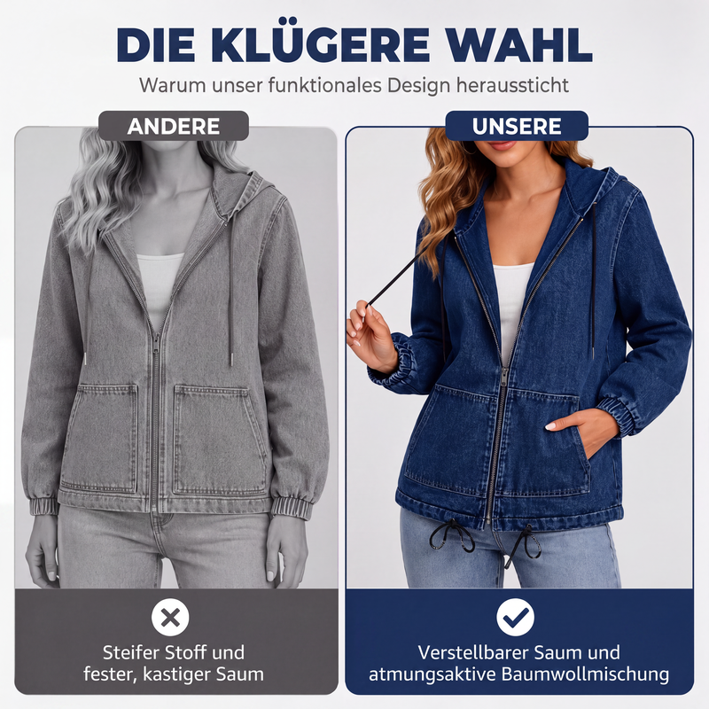 Damen-Freizeitjacke mit Reißverschluss und Kapuze