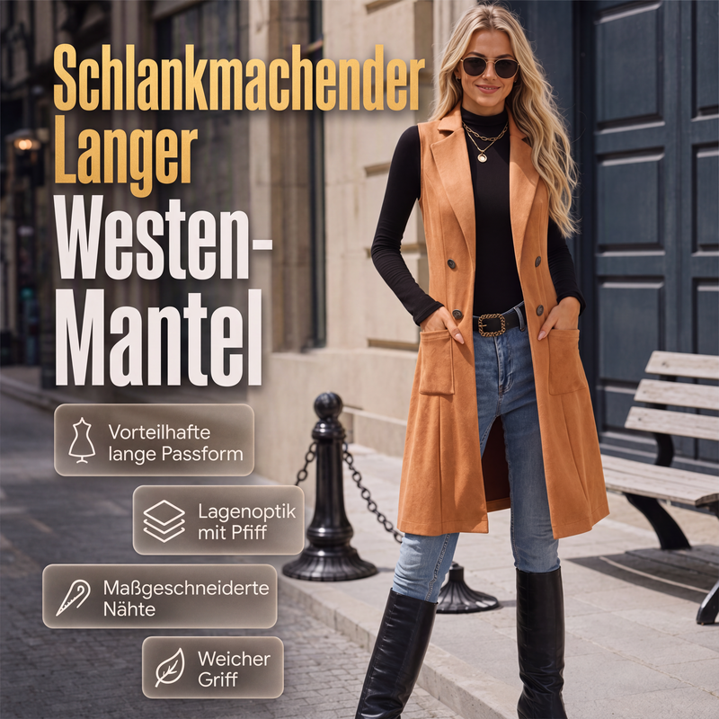 🔔 Letzte 100 Stück – solange der Vorrat reicht! Schicke, ärmellose Longjacke für Damen mit offenem Vorderteil