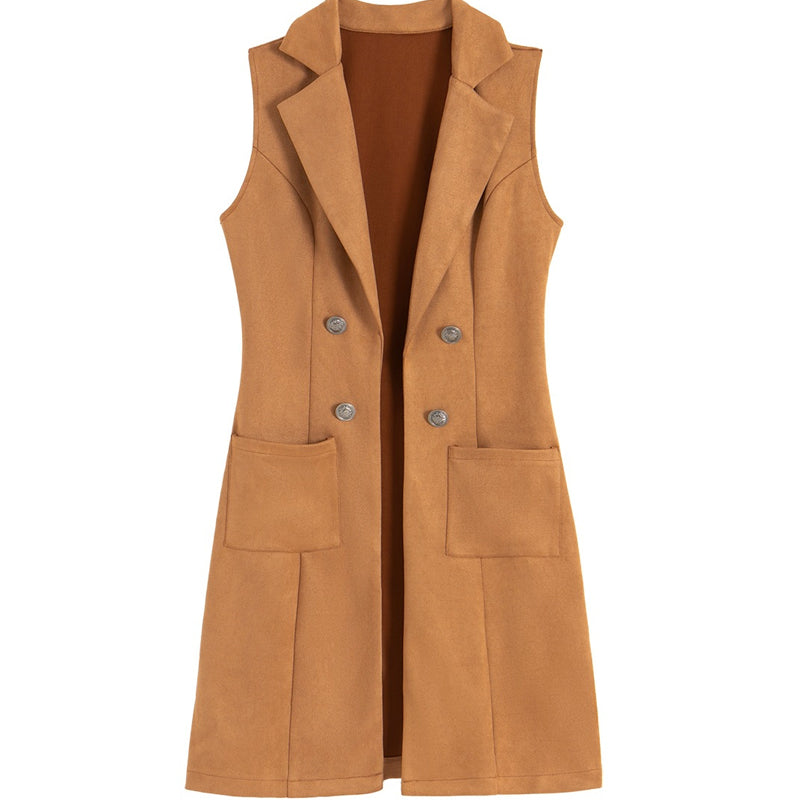 🔔 Letzte 100 Stück – solange der Vorrat reicht! Schicke, ärmellose Longjacke für Damen mit offenem Vorderteil
