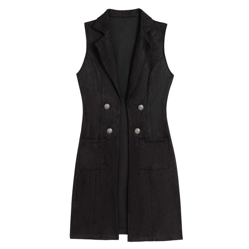 🔔 Letzte 100 Stück – solange der Vorrat reicht! Schicke, ärmellose Longjacke für Damen mit offenem Vorderteil