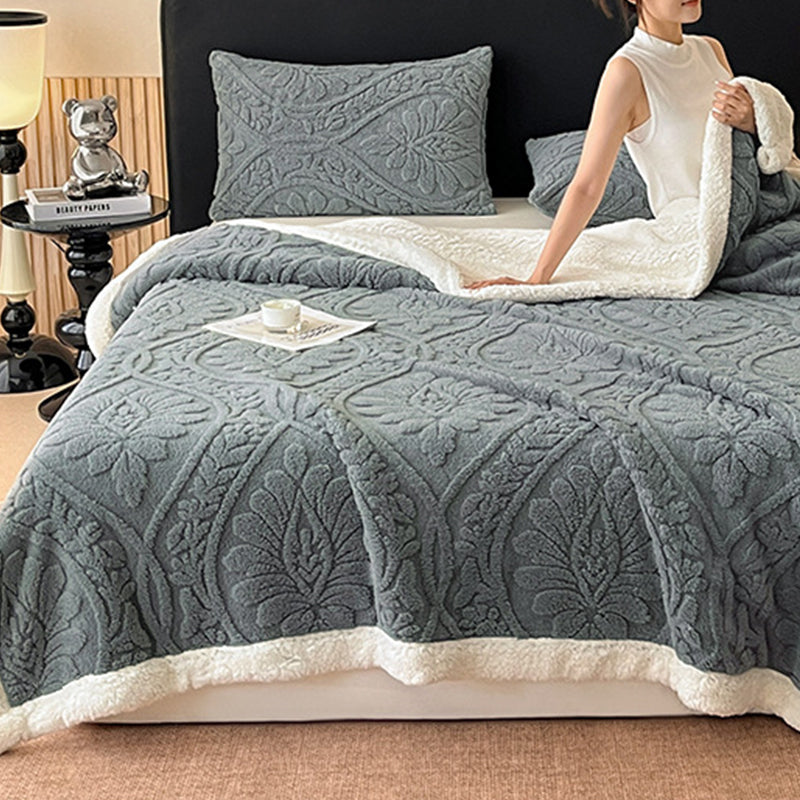 🌸🛋️ Kuschelige Teddy-Decke mit Blumenmuster – Weiche und warme Wohndecke für Sofa und Bett