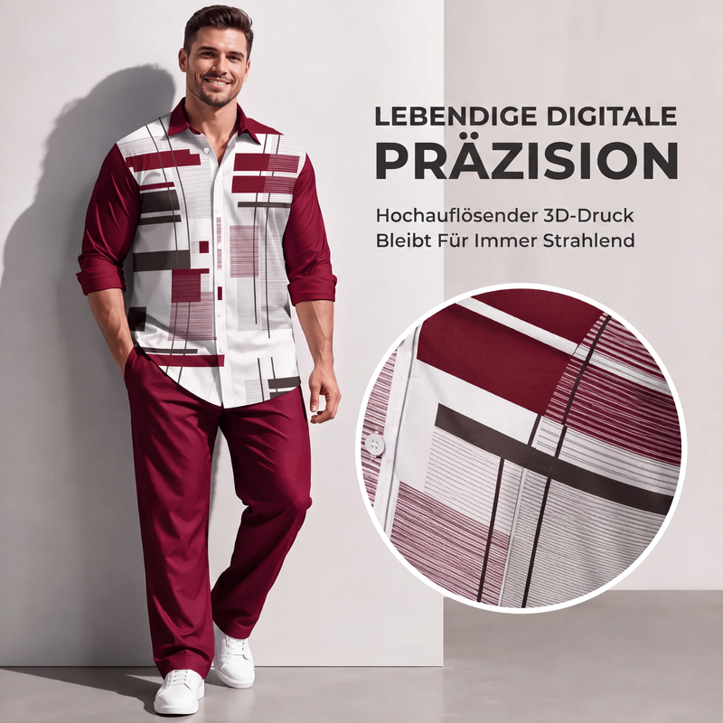 Freizeit-Hemd- und Hosen-Set für Männer in Übergröße