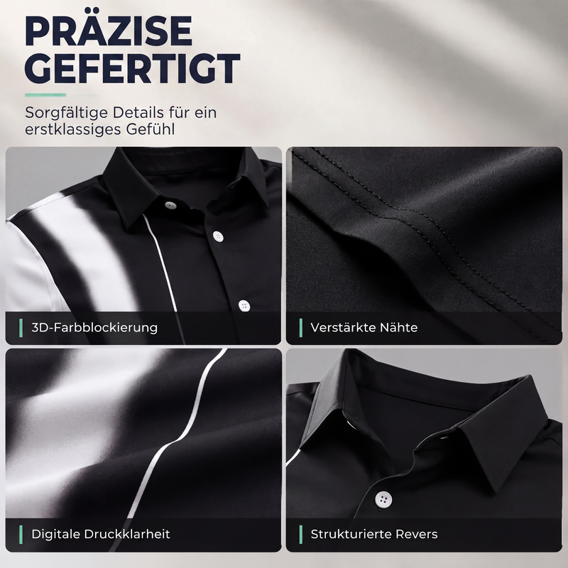 Herren Kontrastdruck Langarm Slim Fit Kragenhemd
