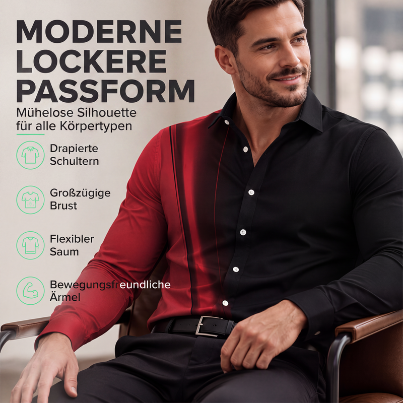 Herren Kontrastdruck Langarm Slim Fit Kragenhemd