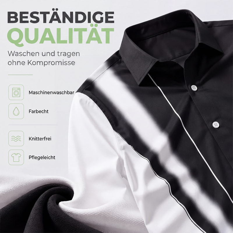 Herren Kontrastdruck Langarm Slim Fit Kragenhemd
