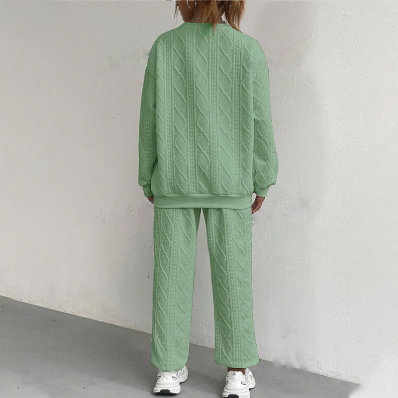 Lässiges 2-teiliges Set aus langärmligem Strickpullover und Hose