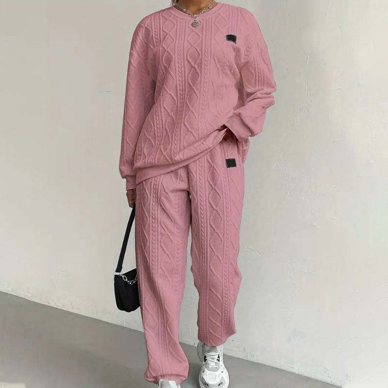 Lässiges 2-teiliges Set aus langärmligem Strickpullover und Hose