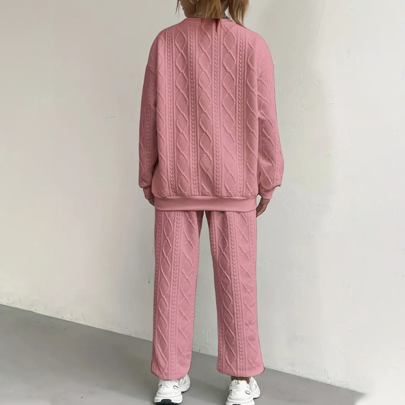Lässiges 2-teiliges Set aus langärmligem Strickpullover und Hose