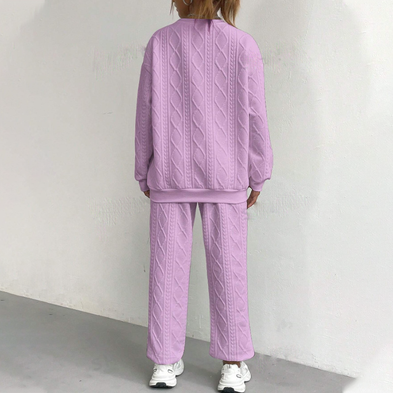 Lässiges 2-teiliges Set aus langärmligem Strickpullover und Hose